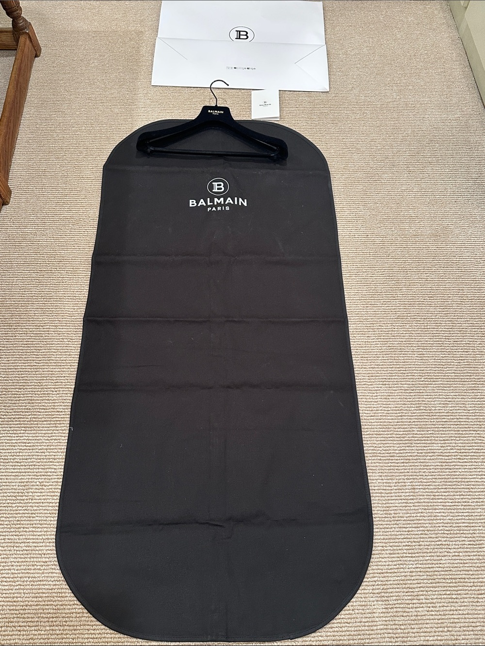 Balmain Black Logo Garment Cover Hanger shopping bag receipt holder